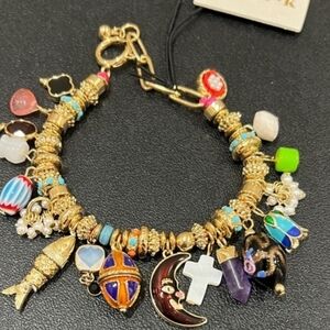 Piper K Gold Bracelet with Colorful MOON Charms BNWT HL ty tL